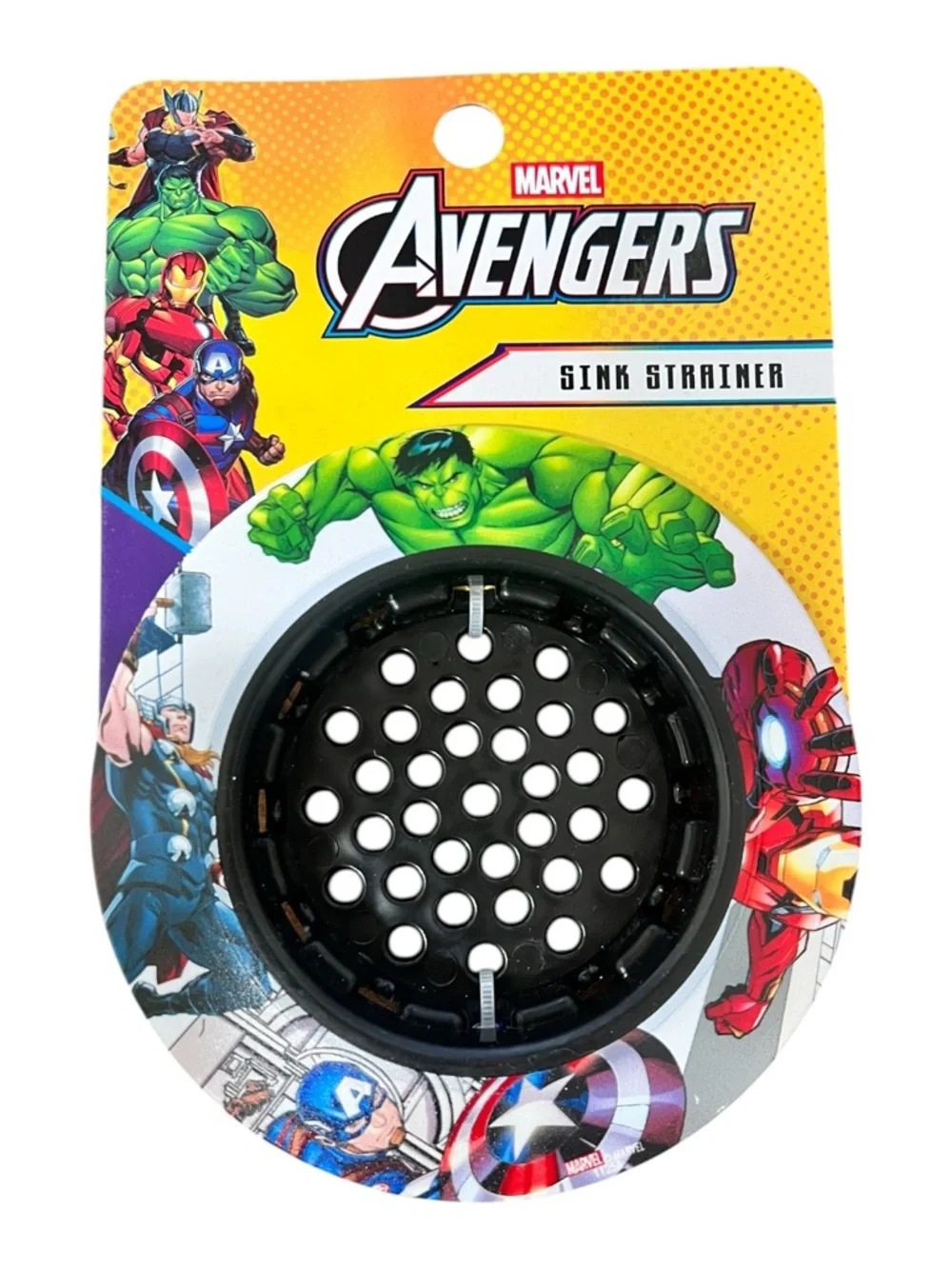 Marvel Avengers Black Sink Strainer with Hero Artwork